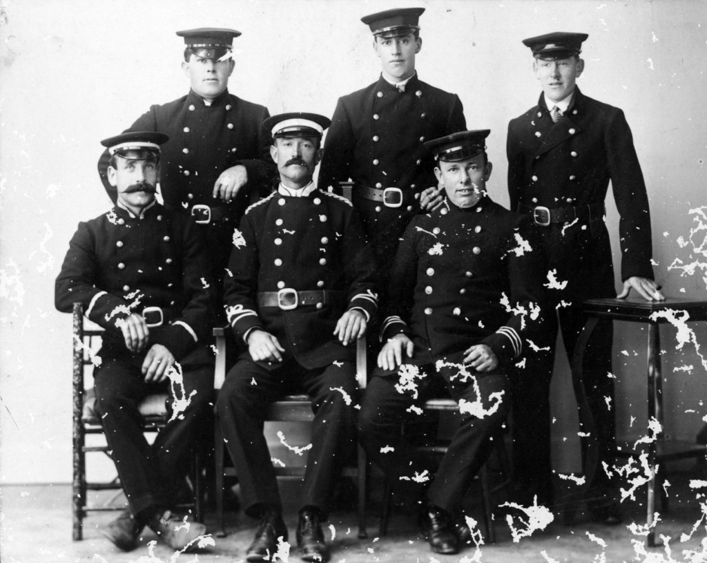 Ted Lefort is seated at left in this photograph of the Martinborough Volunteer Fire Briagde